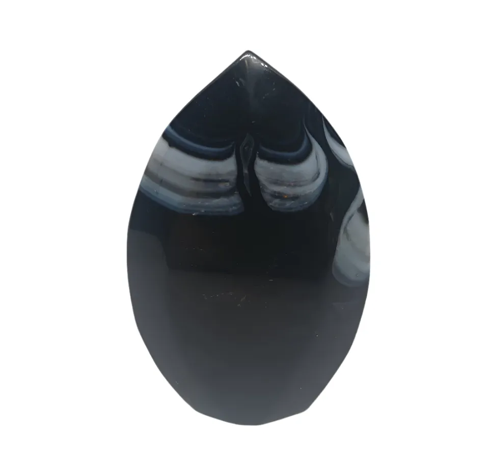 119G Black Banded Agate Teardrop Point