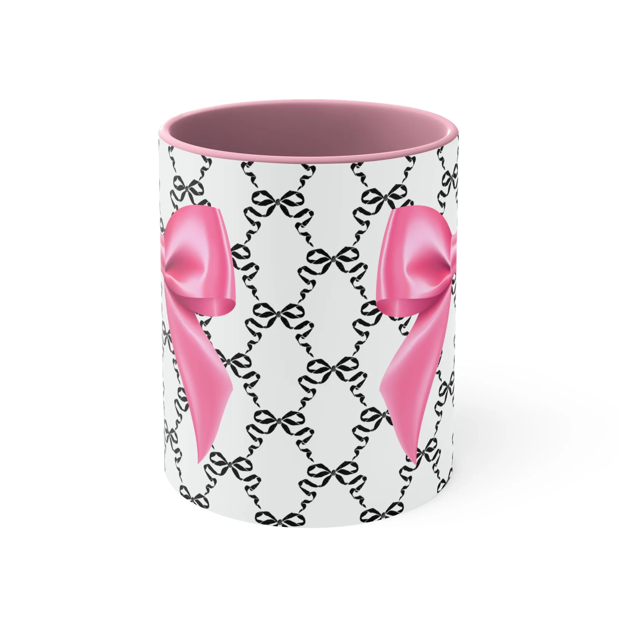 11oz Coquette Black with Pink Bow Ceramic Mug
