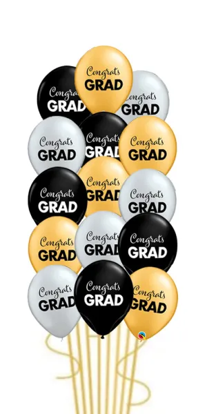 15 Assorted Simply Congrats Grad Balloon Bouquet with weight