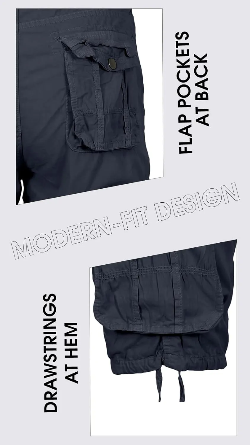 2 Pack Men's Distressed Cotton Cargo Belted Shorts (Size 30-42)