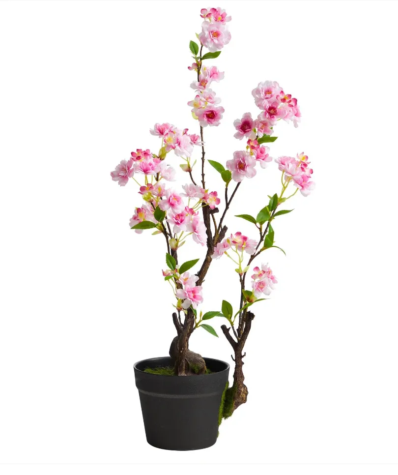 2.5' Artificial Cherry Blossom Plant - Low Maintenance, Life-Like & Vibrant Silk Plants For Busy People.