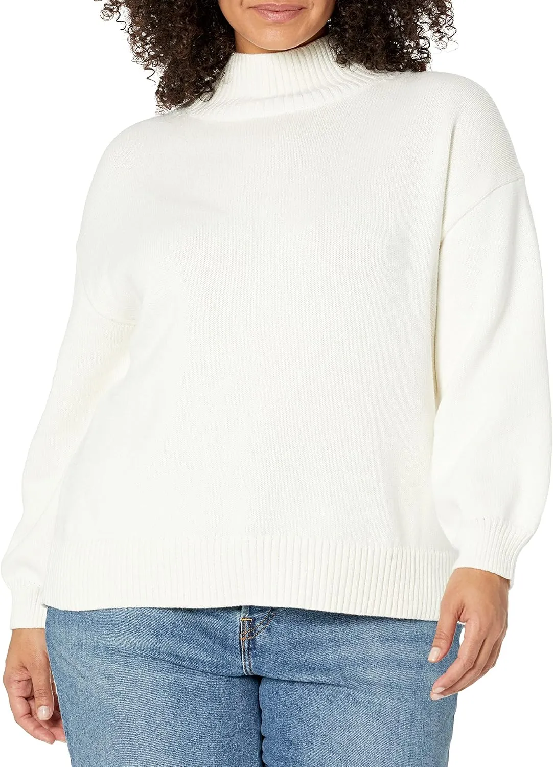 Amazon Essentials Women's Pull-Over Cotton Sweaters, Funnel-Neck, Available in Plus Size