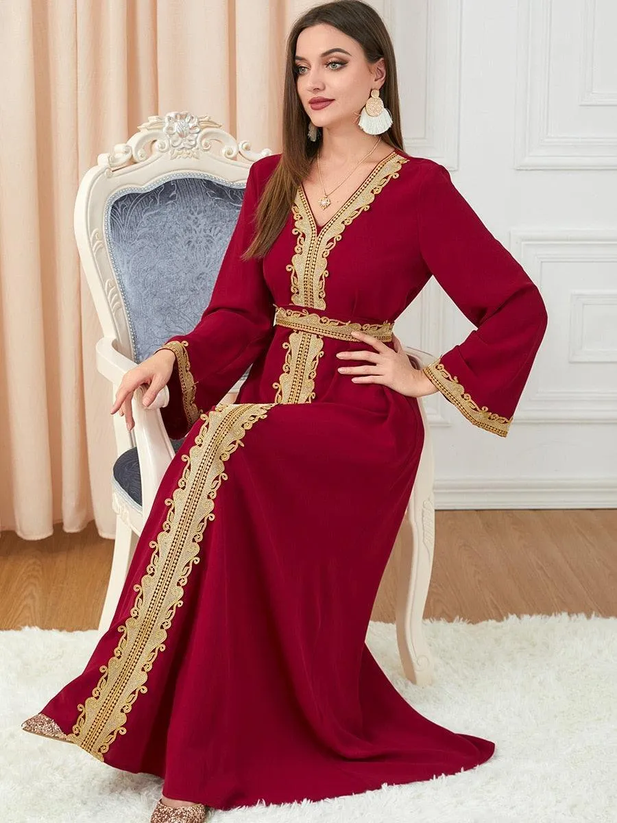Arab Morocco Muslim Dress Abaya with Embroidery Maxi Caftan