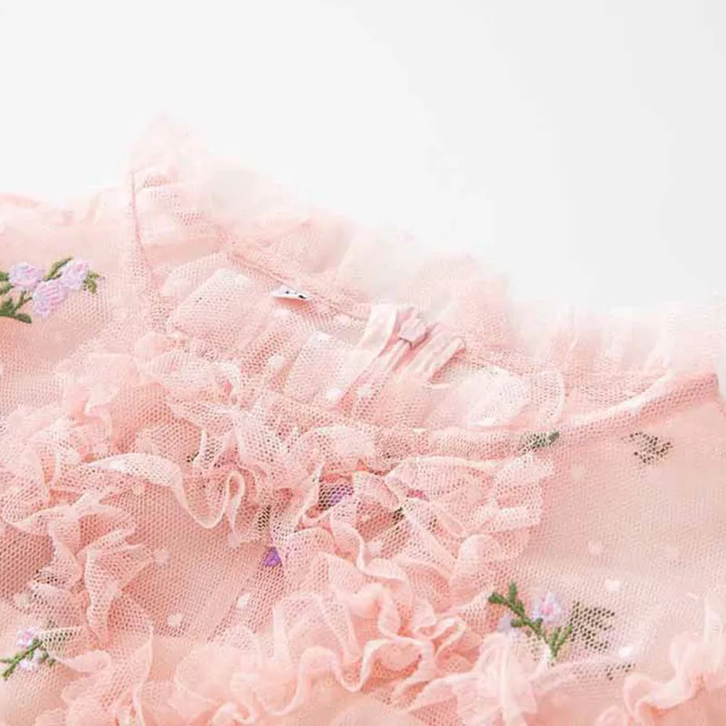 AURORA RUFFLES TULLE MINI DRESS IN PINK