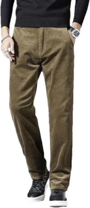 Autumn and Winter Straight Loose Corduroy Pants Classic Style Business Men's High Waist Casual Trousers