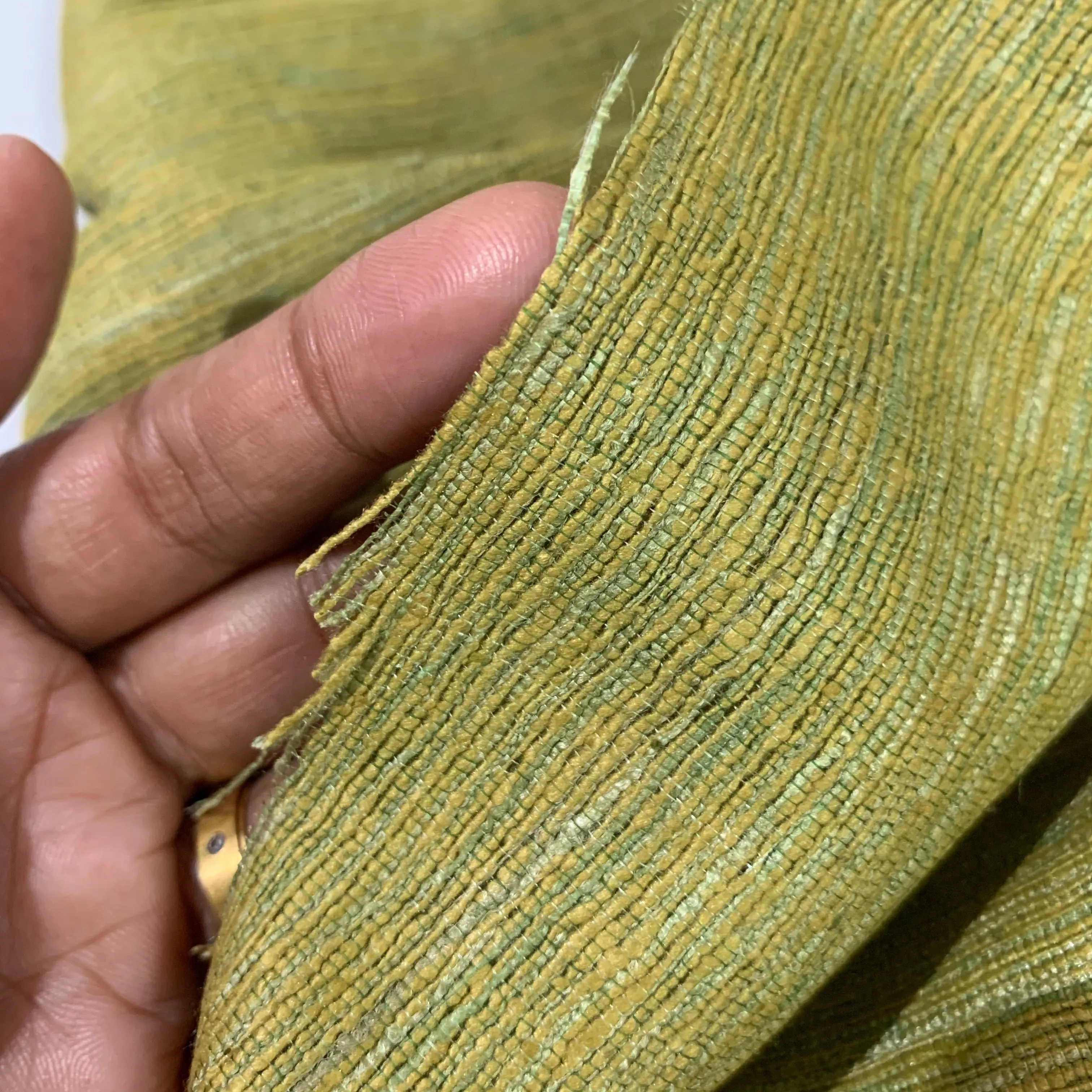 Autumn Green Ahimsa Tussar Pure Silk Fabric
