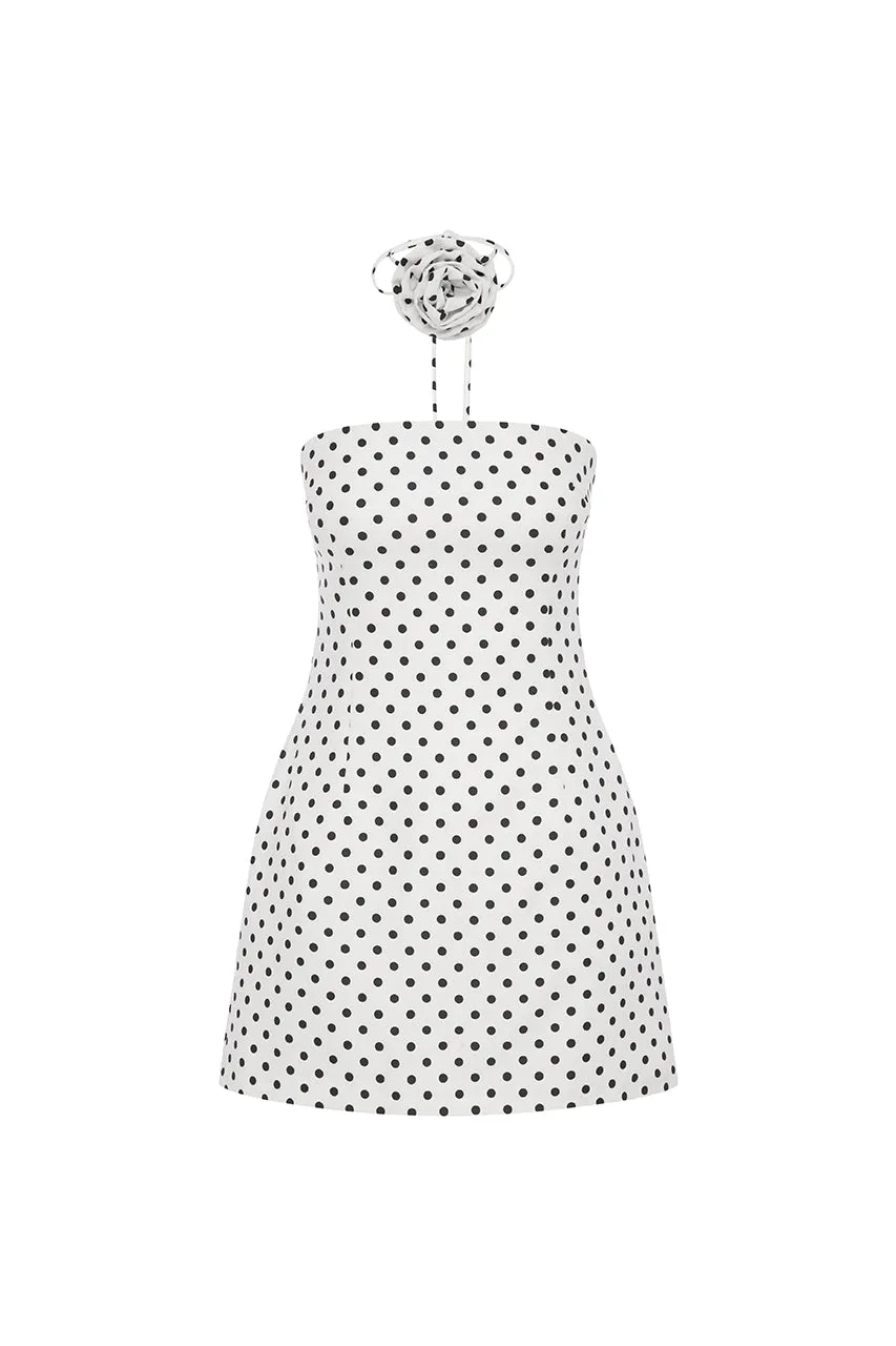 AYANNA MINI DRESS - WHITE POLKA
