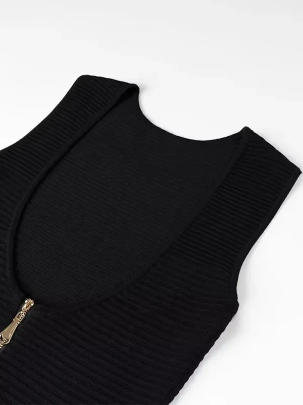 Barcelona Holiday Black Dress Backless Zipper Dress