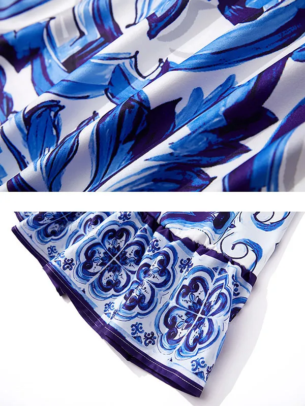 Batwing Sleeves Loose Asymmetric Falbala Floral Printed One-shoulder Midi Dresses