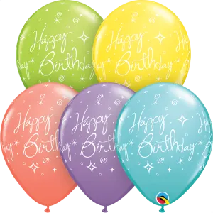 Birthday Elegant Sparkles & Swirls balloons -5 pcs