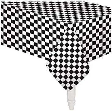 Black Checkered Plastic Tablecover 54*108