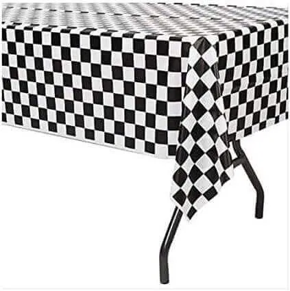 Black Checkered Plastic Tablecover 54*108