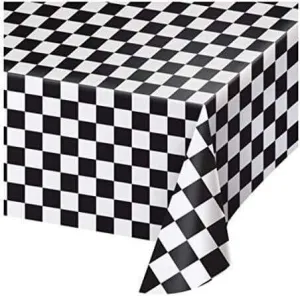 Black Checkered Plastic Tablecover 54*108