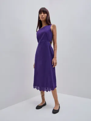 Bombay Paisley Purple Cut-Out Cotton A-Line Dress