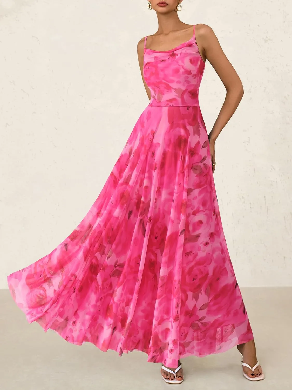 BTFBM Women Summer Floral Maxi Dresses Elegant Spaghetti Strap Dress Printed Party Dress Beach Long Dresses