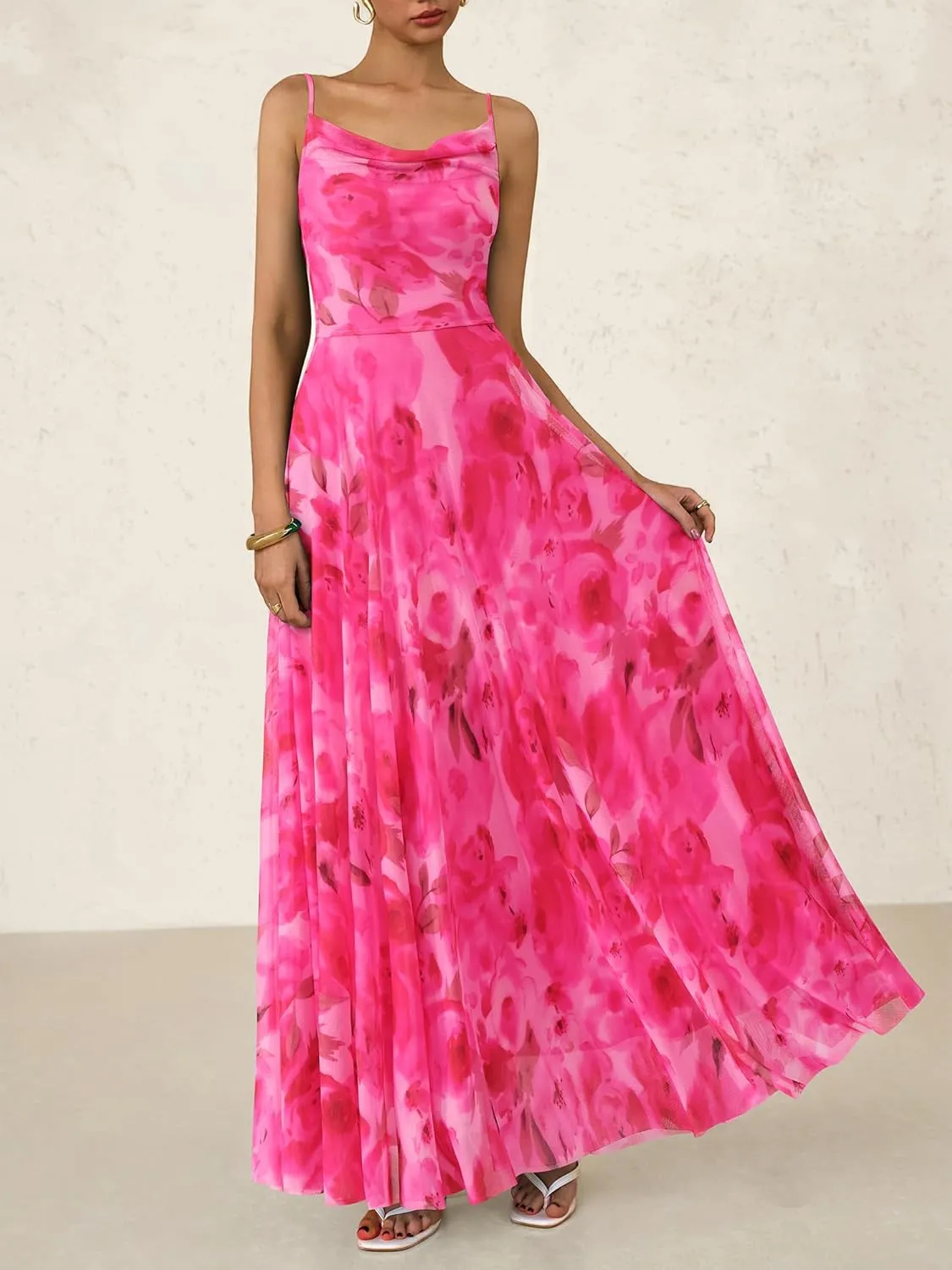 BTFBM Women Summer Floral Maxi Dresses Elegant Spaghetti Strap Dress Printed Party Dress Beach Long Dresses