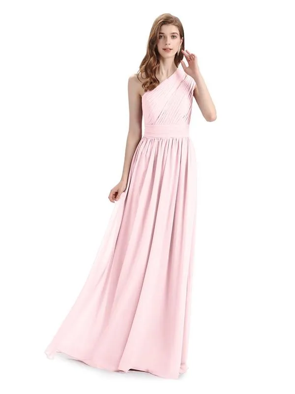 Charming One-shoulder A-line Chiffion Floor-Length Bridesmaid Dresses