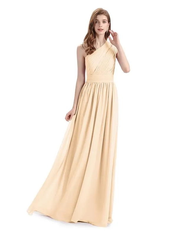 Charming One-shoulder A-line Chiffion Floor-Length Bridesmaid Dresses