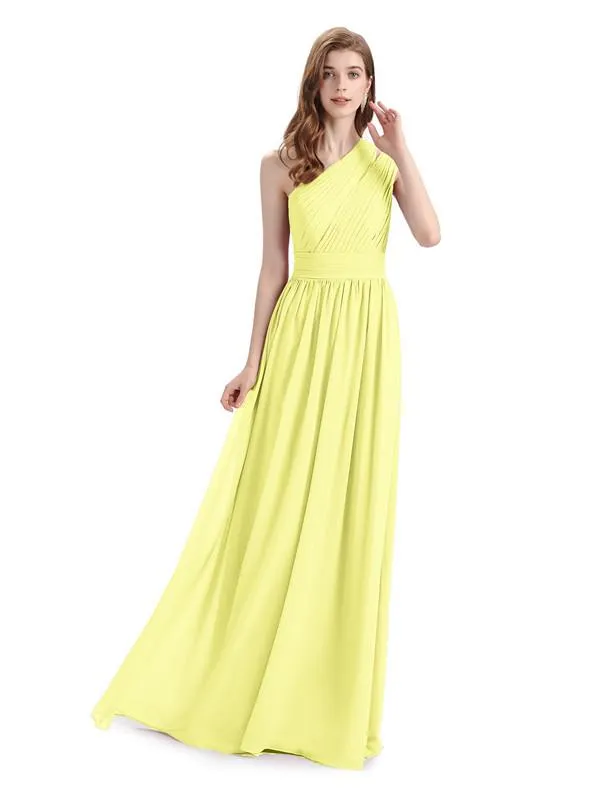 Charming One-shoulder A-line Chiffion Floor-Length Bridesmaid Dresses