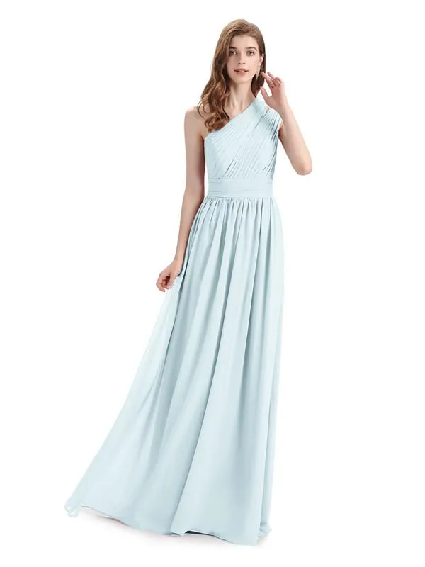 Charming One-shoulder A-line Chiffion Floor-Length Bridesmaid Dresses