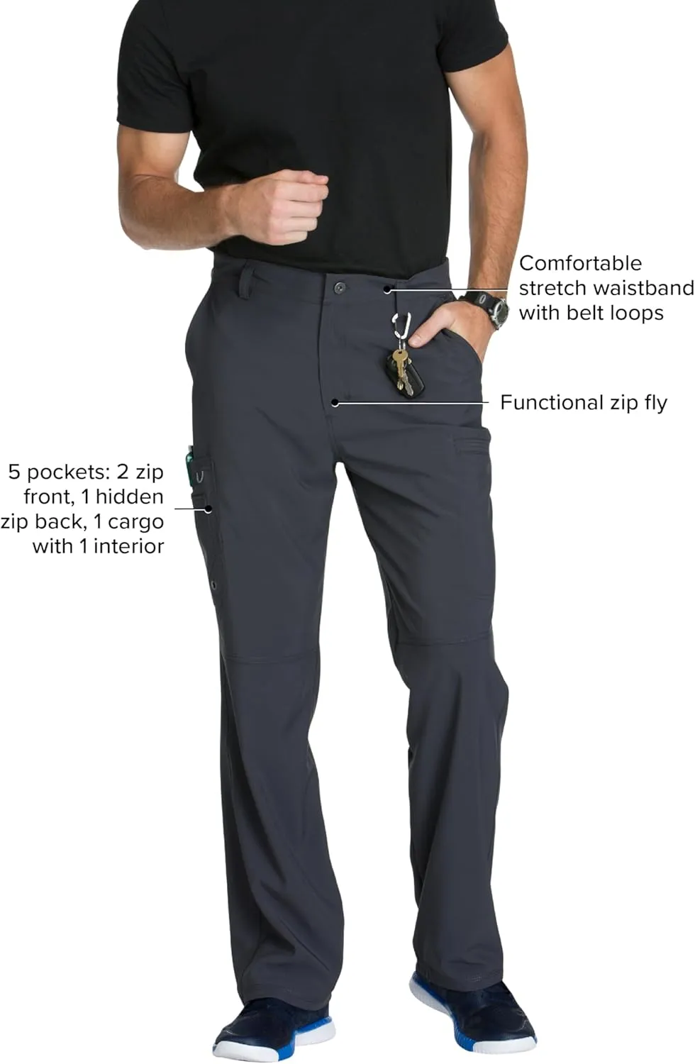 Cherokee Men's Scrub Pants Modern Fit 6 Pockets Tapered Leg with Drawstring CK200A
