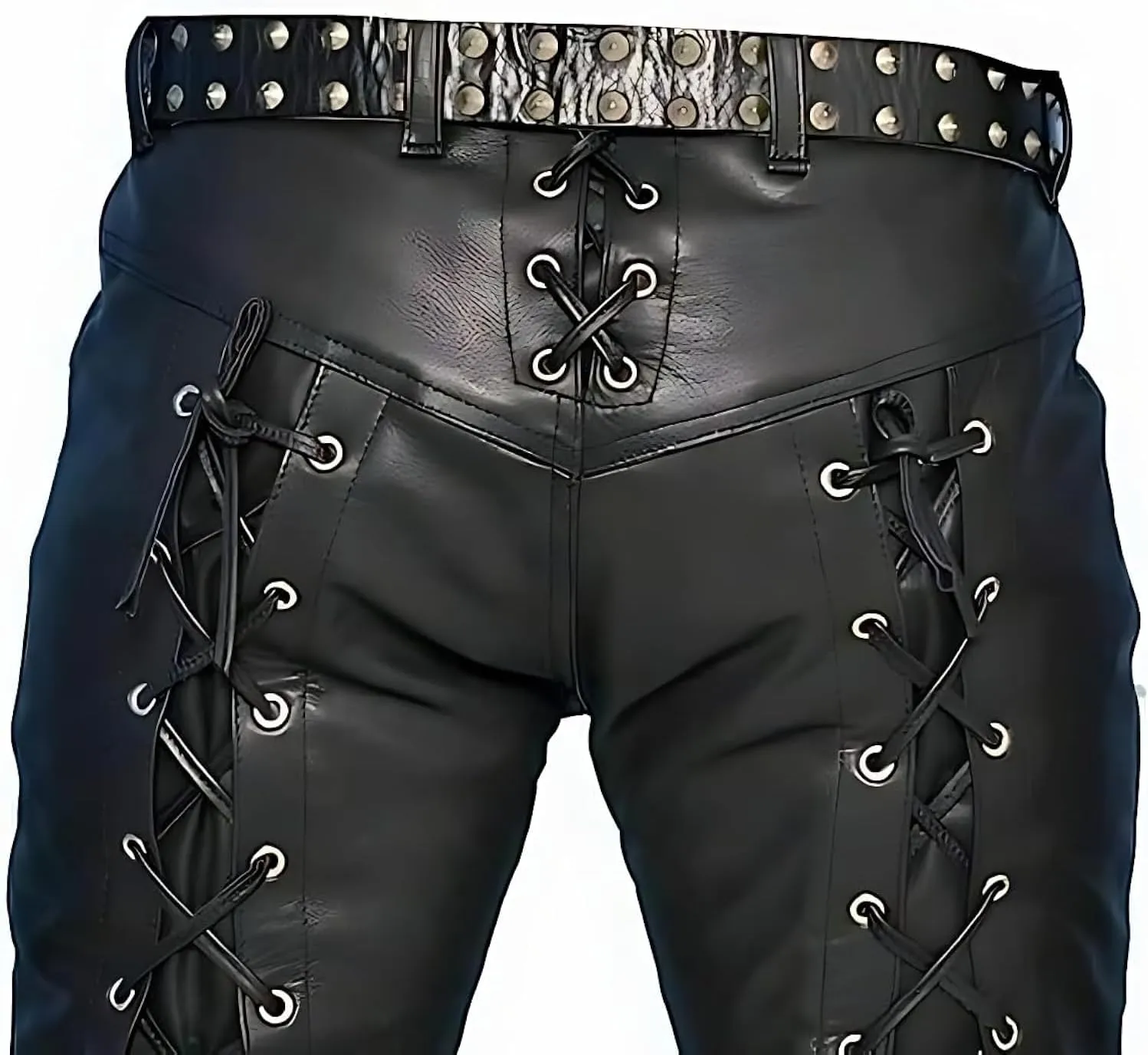 Classic Fit 5 Pockets Leather Pants for Men - Premium Biker Fashion Traditional Cowboy Western Pants