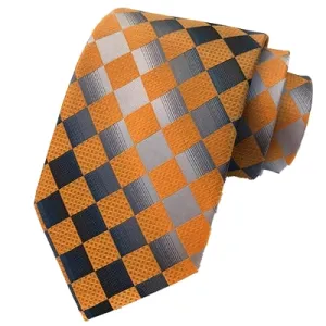 Classy Men Elegant Yellow Check Silk Tie