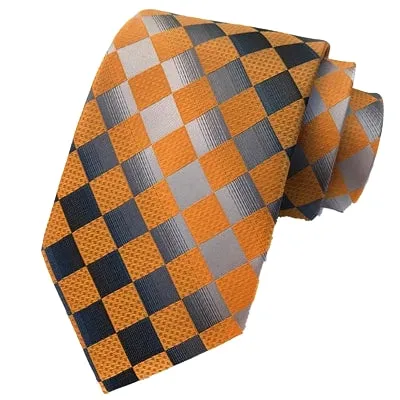 Classy Men Elegant Yellow Check Silk Tie