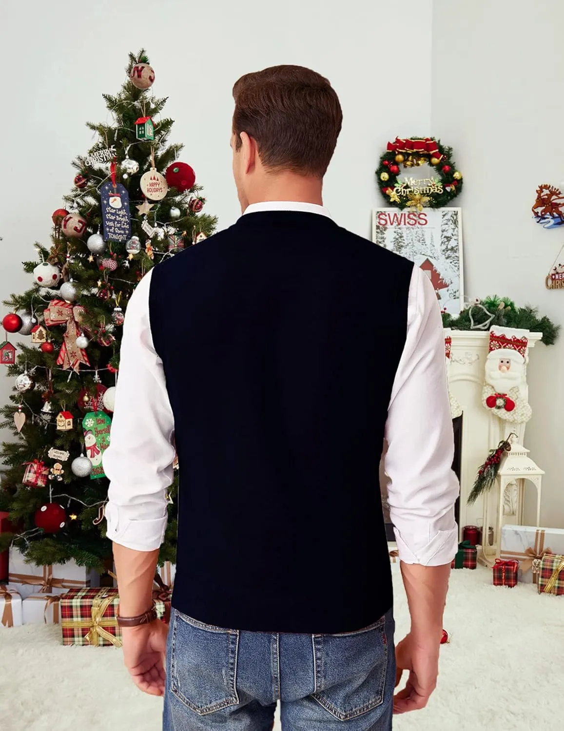 COOFANDY Men's Sleeveless Sweater Vest Lightweight V-Neck Cotton Vest Pullover