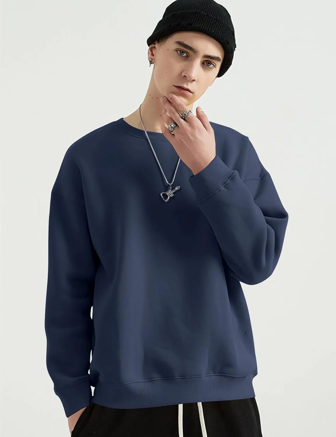 COZYPOIN Crewneck Sweatshirt for Men Long Sleeve Comfort Breathable Midweight Workout Casual Pullover Basic Sweatshirts