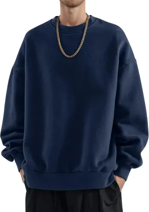 COZYPOIN Crewneck Sweatshirt for Men Long Sleeve Comfort Breathable Midweight Workout Casual Pullover Basic Sweatshirts