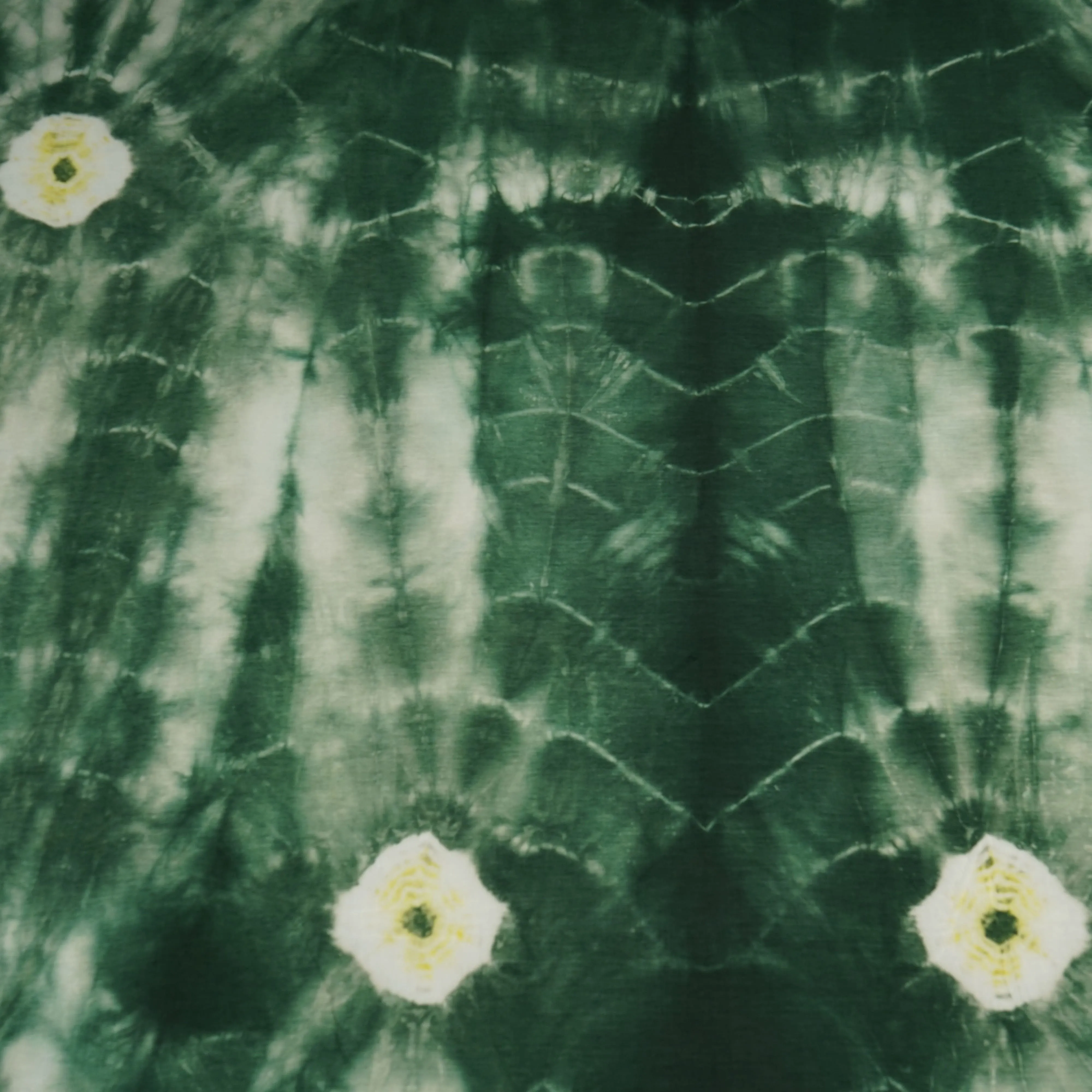 Dark Green Shibori Print Russian Silk Fabric 20780