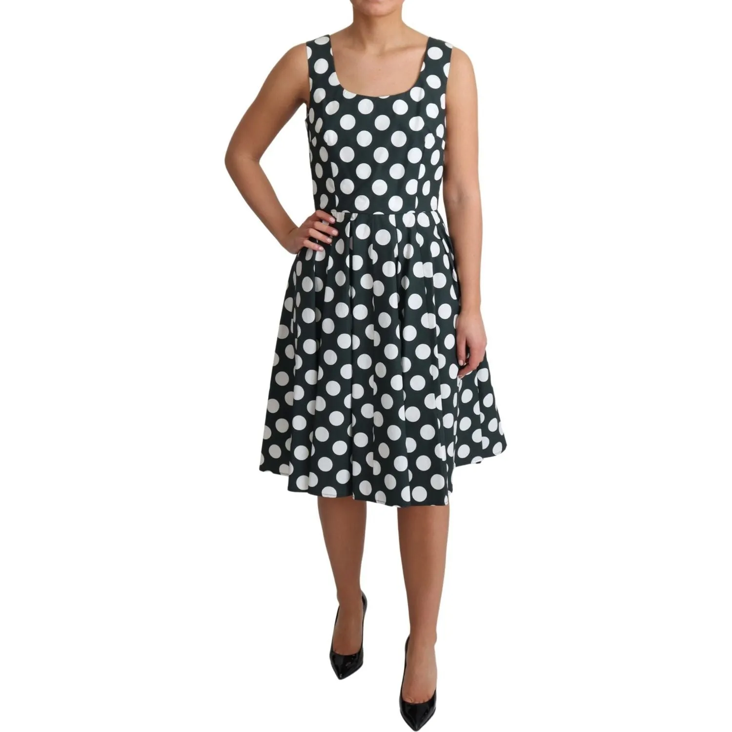 Dolce & Gabbana Chic Polka Dot A-line Sleeveless Dress