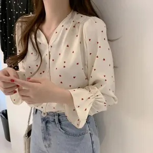 Elegant Solid Round Single-Breast Lady Top Blouse