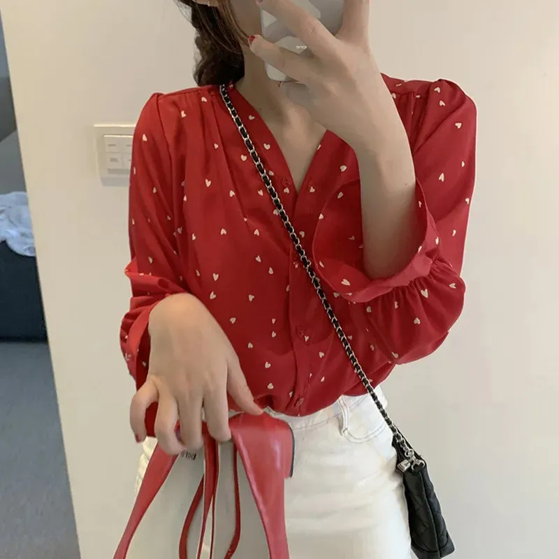 Elegant Solid Round Single-Breast Lady Top Blouse