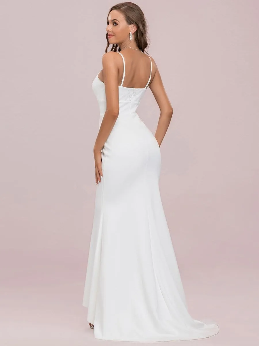 Elegant Spaghetti Straps Popular Color Simple White Wedding Dress