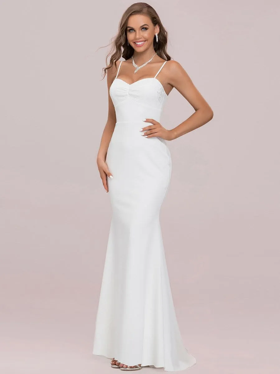 Elegant Spaghetti Straps Popular Color Simple White Wedding Dress