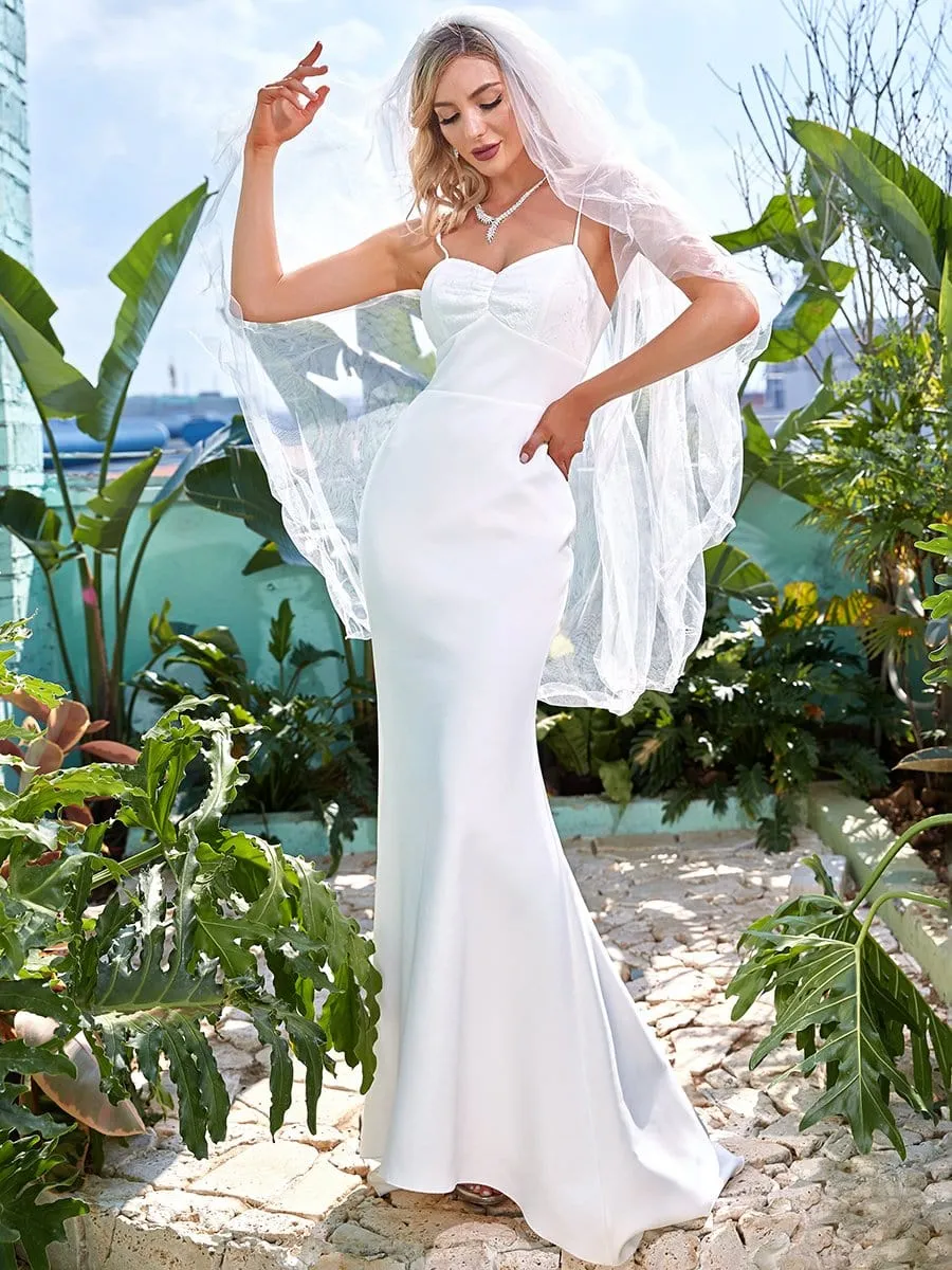 Elegant Spaghetti Straps Popular Color Simple White Wedding Dress