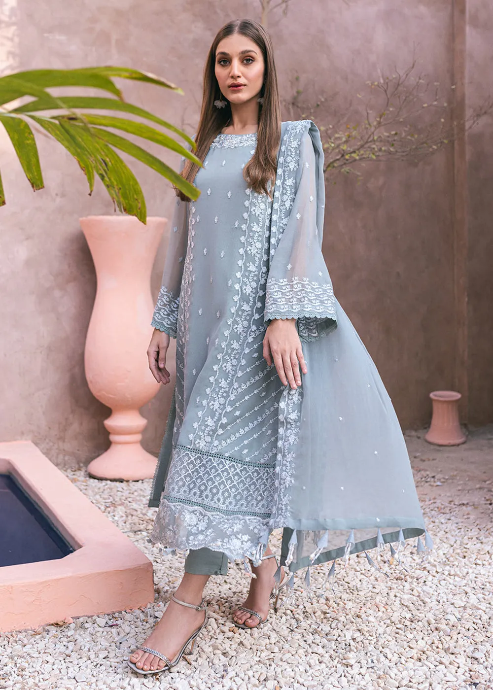 Embroidered Ensembles 3 Pcs by Azure | Frosted Fern