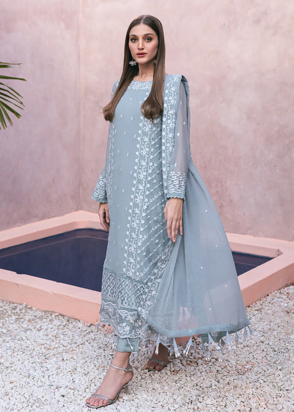 Embroidered Ensembles 3 Pcs by Azure | Frosted Fern