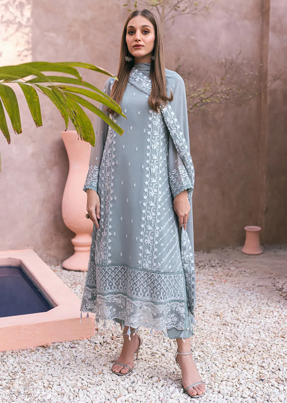 Embroidered Ensembles 3 Pcs by Azure | Frosted Fern