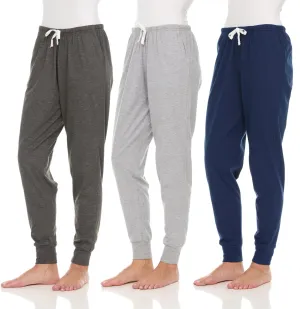 Essential Elements 3 Pack: Womens Cotton Joggers - 100% Cotton Lounge Athletic Casual Sleep Casual Pajama PJ Pants Sweatpants