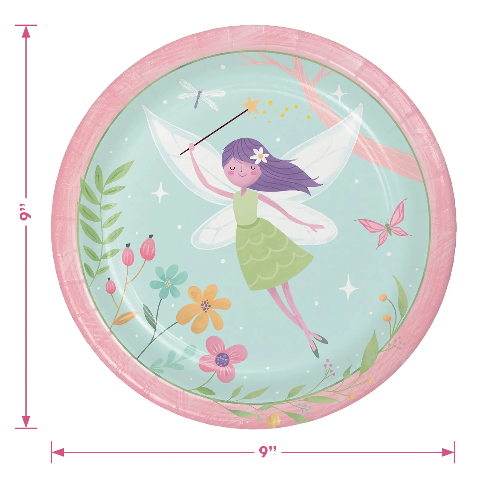 Fairy Party Supplies - Fairy Forest Paper Dinner Plates, Napkins, and Forks (Serves 16)