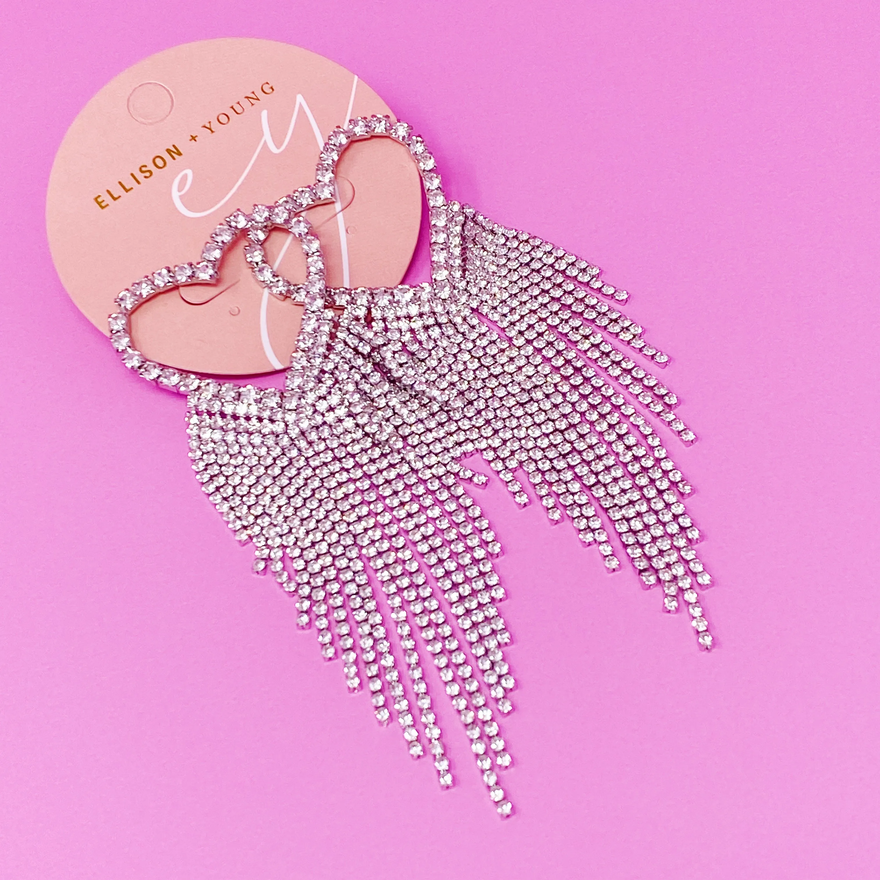 Fringed Shine Heart Earrings