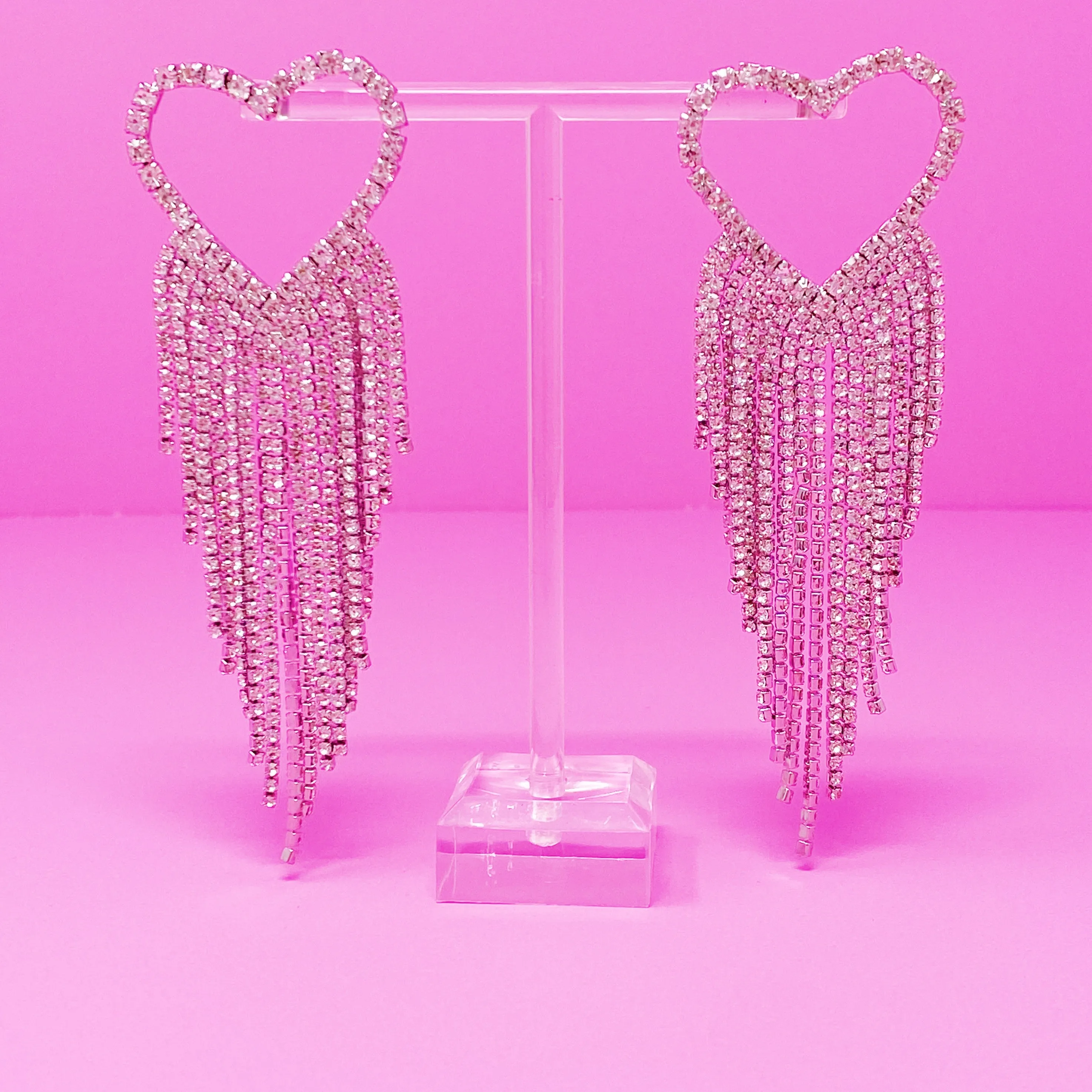 Fringed Shine Heart Earrings