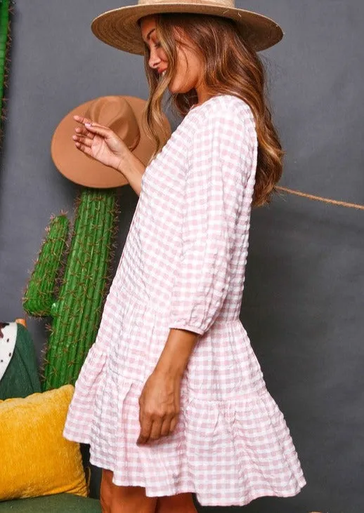 Gingham Tiered Mini Dress ~FINAL SALE