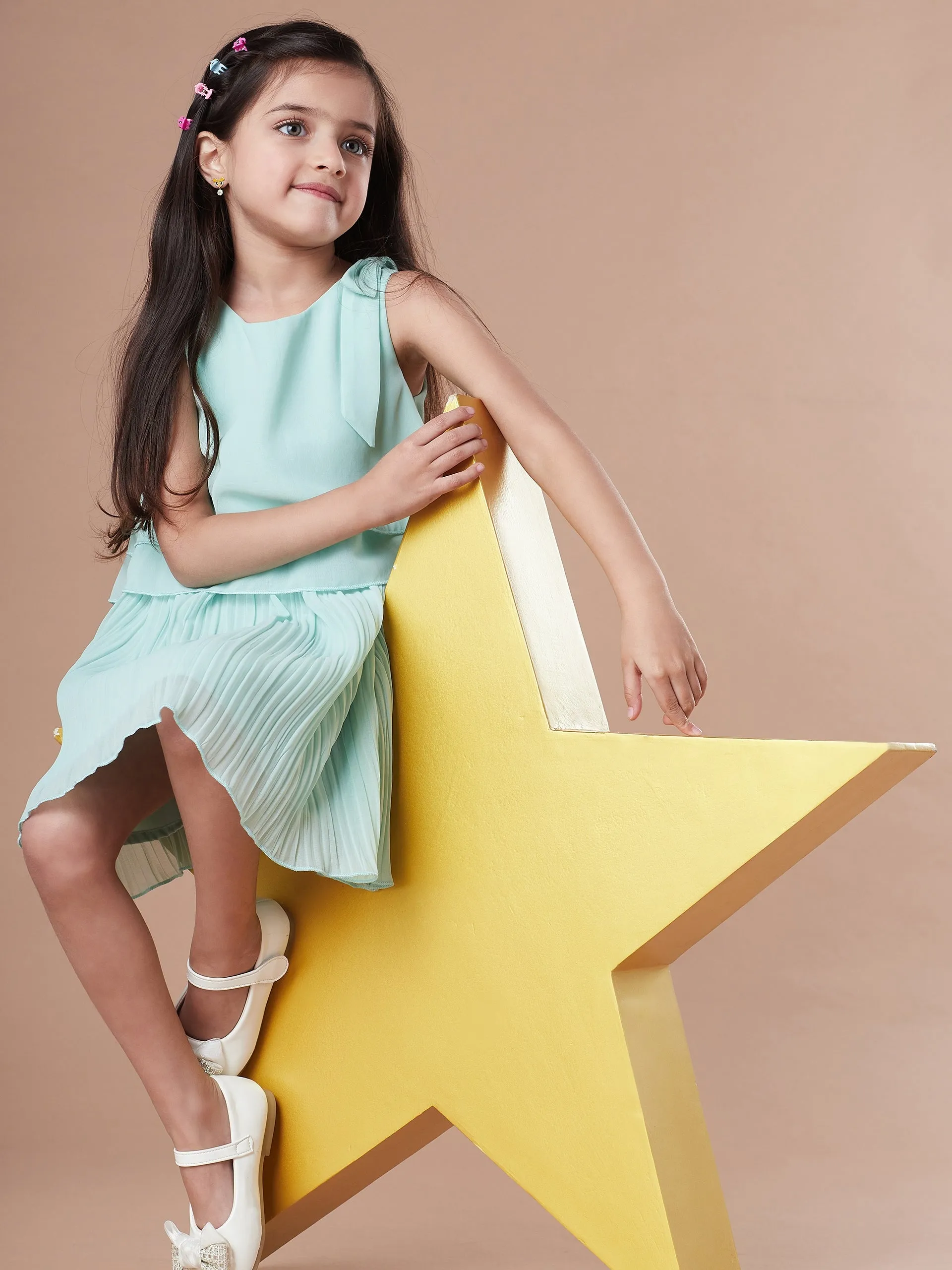Girls Round Neck Georgette Dress