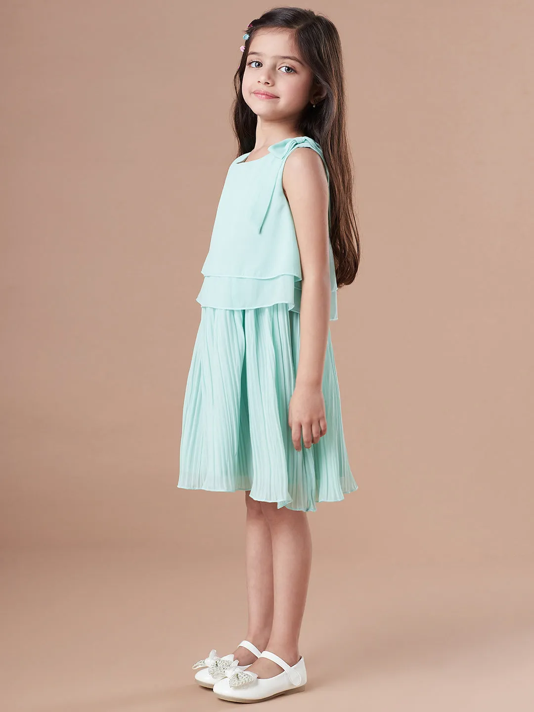 Girls Round Neck Georgette Dress