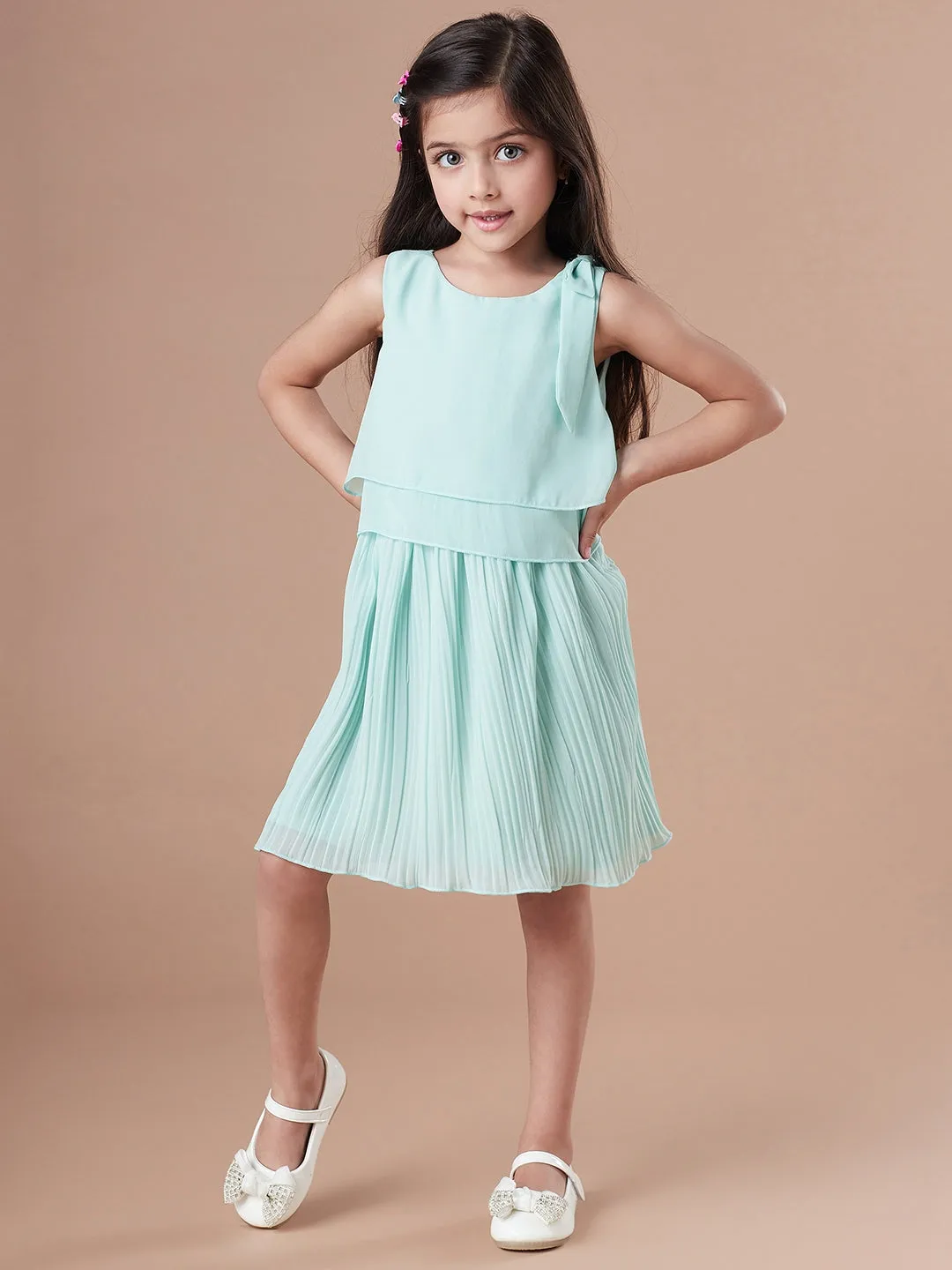 Girls Round Neck Georgette Dress