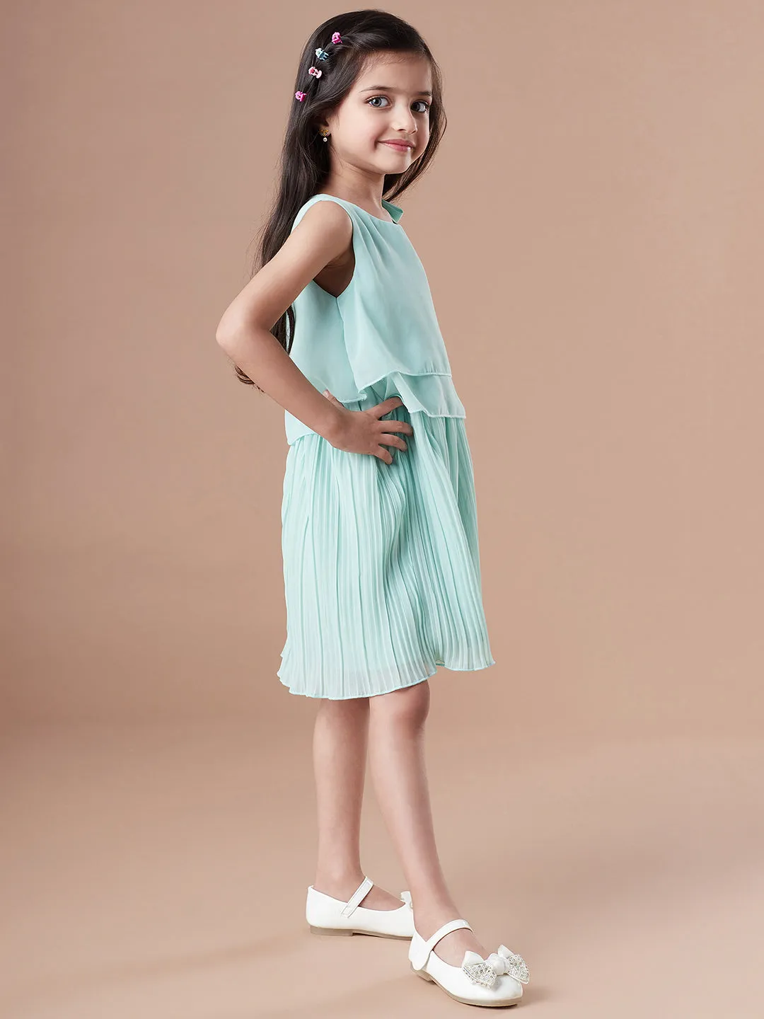Girls Round Neck Georgette Dress
